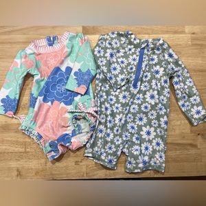 Wonder Nation and Ruffle Butts 3-6m long sleeve swimsuits